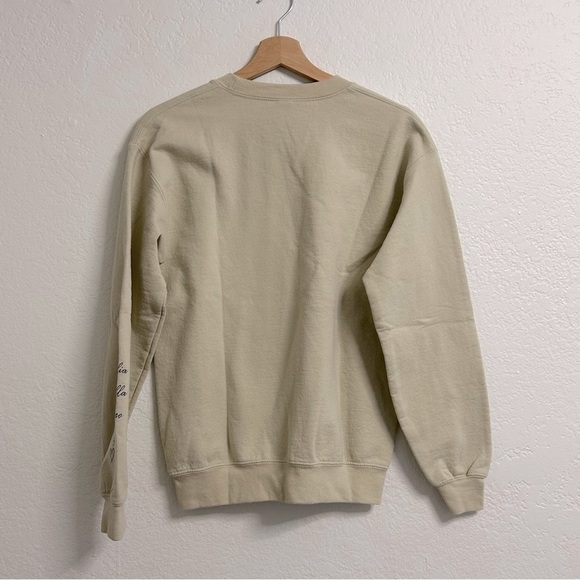 Cream Daisy Floral Script Graphic Crew Sweatshirt, Size S - Picture 3 of 6